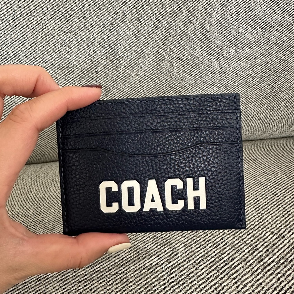 NWT Coach Card Case With Coach Graphic Leather Dark Navy cp275 - Picture 4 of 5